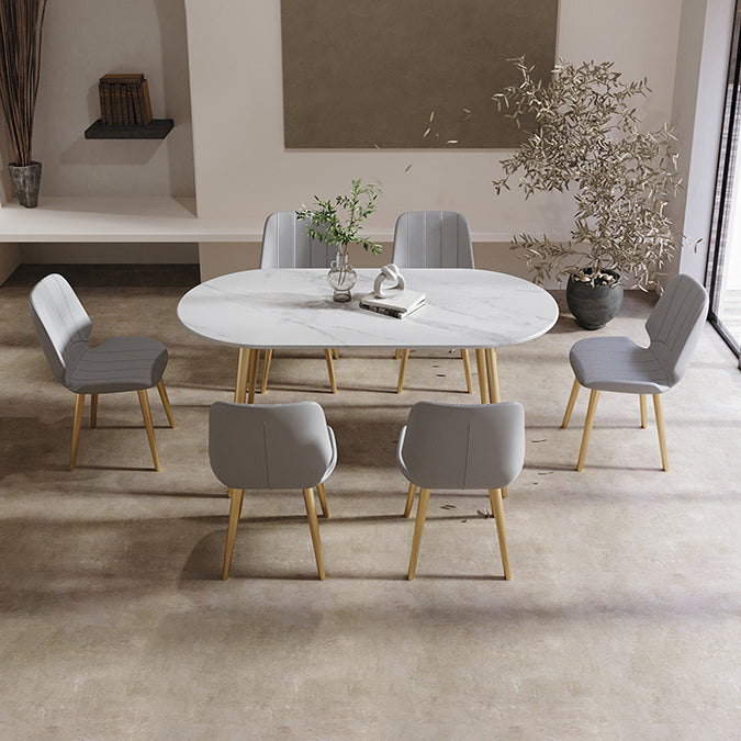 Contemporary Oval Dining Table Sintered Stone Dining Table with 4 Metal Legs for Dining Room Clearhalo ' dining_table' 'Dining Tables & Seating' 'Dining Tables' 'Furniture' 'furniture_dining_table' 'Kitchen & Dining Furniture' 'kitchen&dining_furn' 'kitchen' 'kitchen_dining_table' 3578641