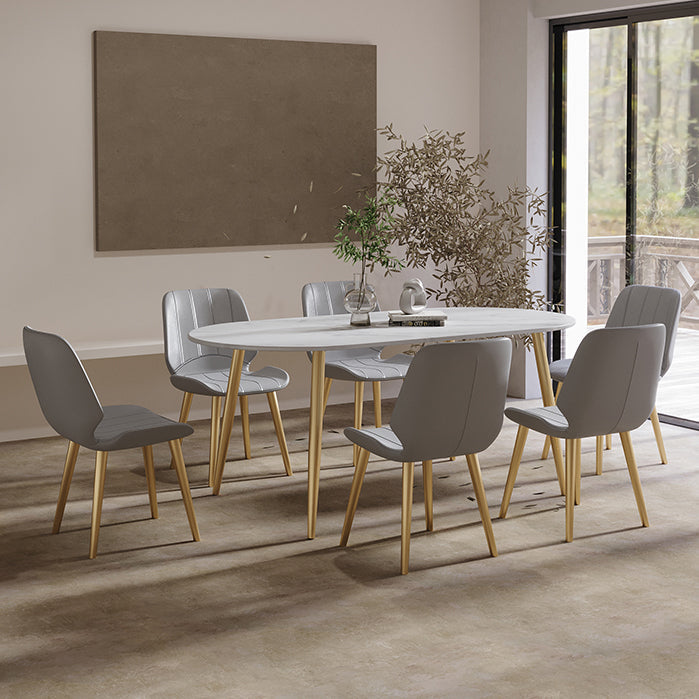 Contemporary Oval Dining Table Sintered Stone Dining Table with 4 Metal Legs for Dining Room Clearhalo ' dining_table' 'Dining Tables & Seating' 'Dining Tables' 'Furniture' 'furniture_dining_table' 'Kitchen & Dining Furniture' 'kitchen&dining_furn' 'kitchen' 'kitchen_dining_table' 3578642