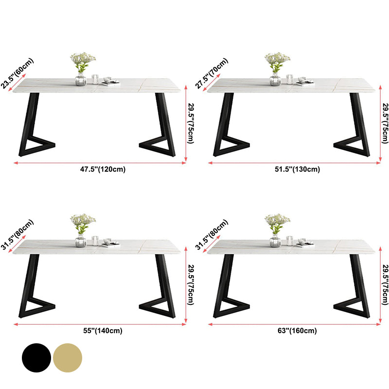 Simplicity Dining Table Rectangular Sintered Stone Table with Metallic Base Clearhalo ' dining_table' 'Dining Tables & Seating' 'Dining Tables' 'furn' 'furn_dining_table' 'Furniture' 'furniture_dining_table' 'Kitchen & Dining Furniture' 'kitchen&dining_furn' 'kitchen' 'kitchen_dining_table' 3578650