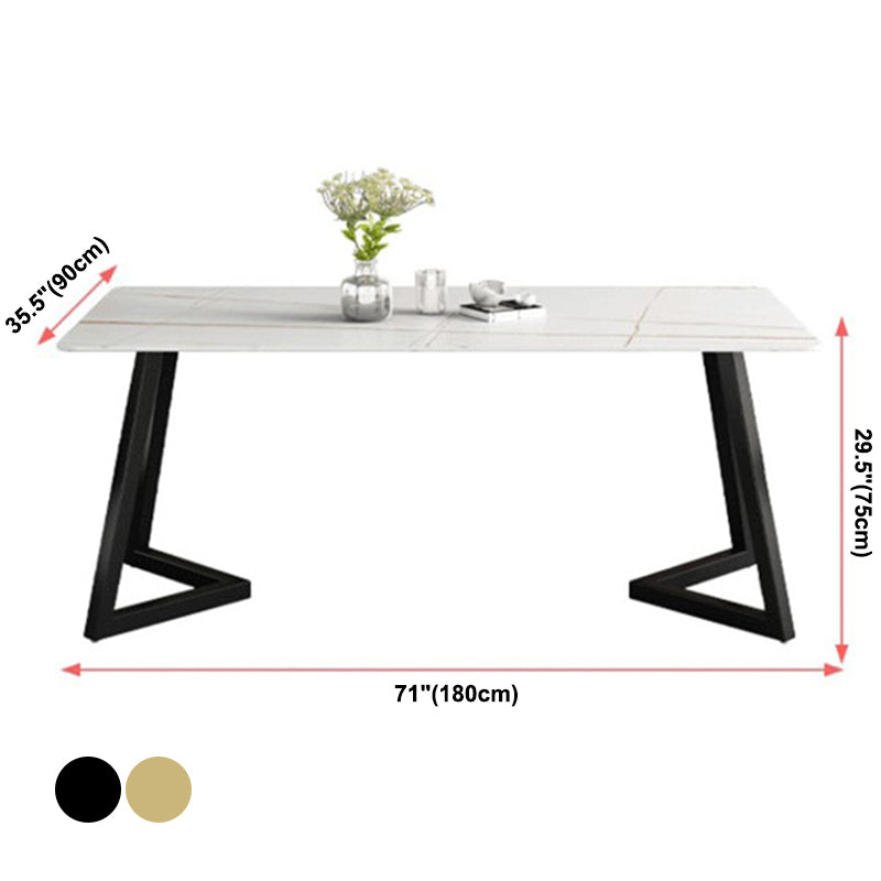 Simplicity Dining Table Rectangular Sintered Stone Table with Metallic Base Clearhalo ' dining_table' 'Dining Tables & Seating' 'Dining Tables' 'furn' 'furn_dining_table' 'Furniture' 'furniture_dining_table' 'Kitchen & Dining Furniture' 'kitchen&dining_furn' 'kitchen' 'kitchen_dining_table' 3578651