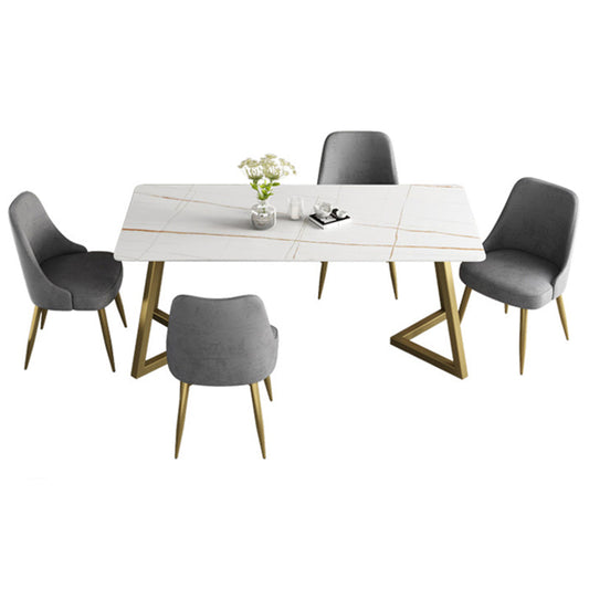 Simplicity Dining Table Rectangular Sintered Stone Table with Metallic Base