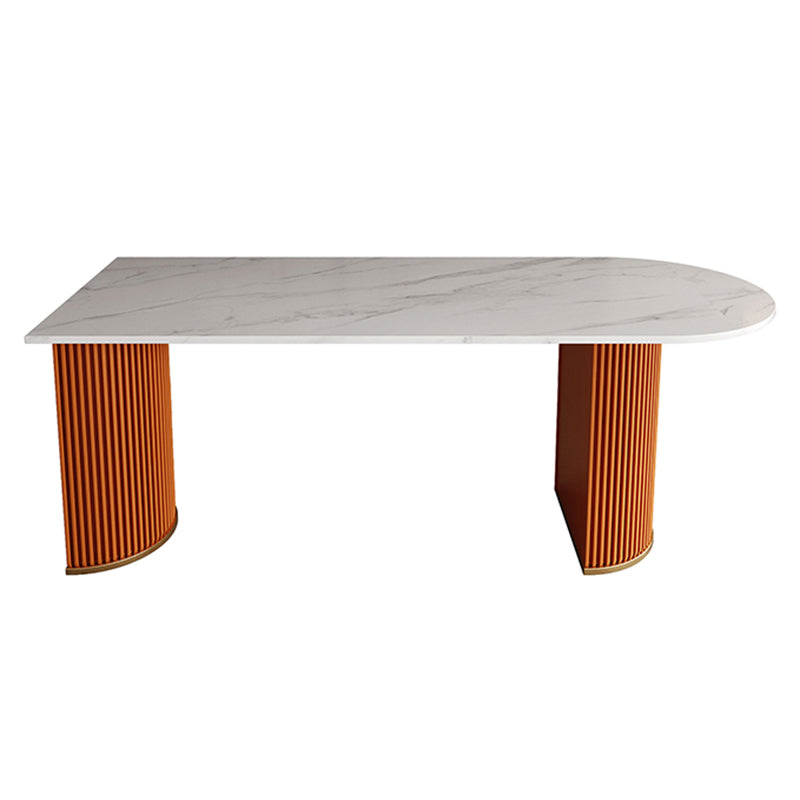 Metal Contemporary Free Form Dining Table Sintered Stone Table for Dining Room Orange Without Chairs Clearhalo ' dining_table' 'Dining Tables & Seating' 'Dining Tables' 'furn' 'furn_dining_table' 'Furniture' 'furniture_dining_table' 'Kitchen & Dining Furniture' 'kitchen&dining_furn' 'kitchen' 'kitchen_dining_table' 3578666