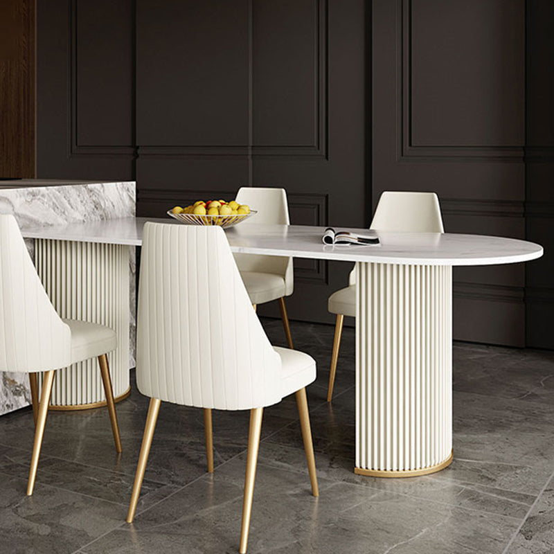 Metal Contemporary Free Form Dining Table Sintered Stone Table for Dining Room Clearhalo ' dining_table' 'Dining Tables & Seating' 'Dining Tables' 'furn' 'furn_dining_table' 'Furniture' 'furniture_dining_table' 'Kitchen & Dining Furniture' 'kitchen&dining_furn' 'kitchen' 'kitchen_dining_table' 3578667