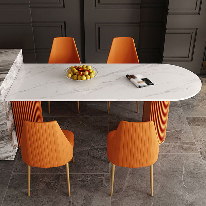 Metal Contemporary Free Form Dining Table Sintered Stone Table for Dining Room Clearhalo ' dining_table' 'Dining Tables & Seating' 'Dining Tables' 'furn' 'furn_dining_table' 'Furniture' 'furniture_dining_table' 'Kitchen & Dining Furniture' 'kitchen&dining_furn' 'kitchen' 'kitchen_dining_table' 3578669