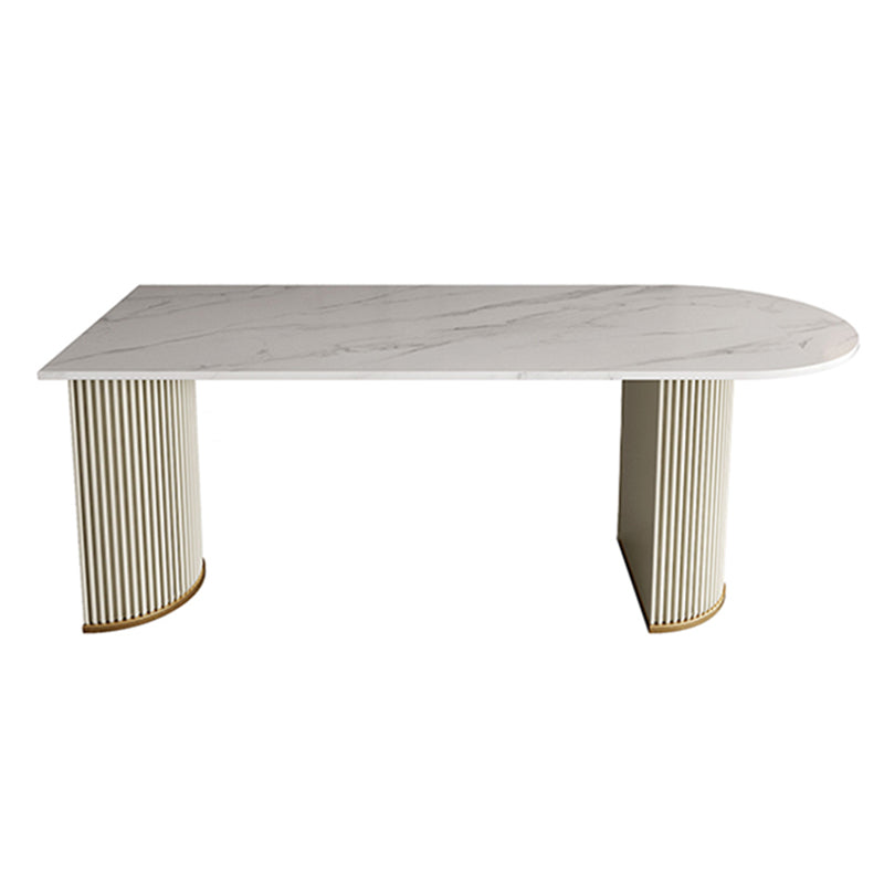 Metal Contemporary Free Form Dining Table Sintered Stone Table for Dining Room White Without Chairs Clearhalo ' dining_table' 'Dining Tables & Seating' 'Dining Tables' 'furn' 'furn_dining_table' 'Furniture' 'furniture_dining_table' 'Kitchen & Dining Furniture' 'kitchen&dining_furn' 'kitchen' 'kitchen_dining_table' 3578670