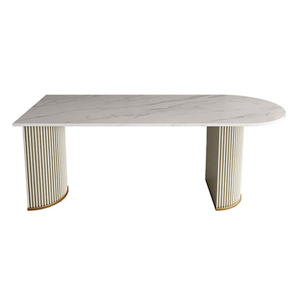 Metal Contemporary Free Form Dining Table Sintered Stone Table for Dining Room White Without Chairs Clearhalo ' dining_table' 'Dining Tables & Seating' 'Dining Tables' 'furn' 'furn_dining_table' 'Furniture' 'furniture_dining_table' 'Kitchen & Dining Furniture' 'kitchen&dining_furn' 'kitchen' 'kitchen_dining_table' 3578670