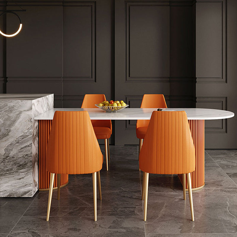 Metal Contemporary Free Form Dining Table Sintered Stone Table for Dining Room Clearhalo ' dining_table' 'Dining Tables & Seating' 'Dining Tables' 'furn' 'furn_dining_table' 'Furniture' 'furniture_dining_table' 'Kitchen & Dining Furniture' 'kitchen&dining_furn' 'kitchen' 'kitchen_dining_table' 3578677