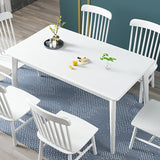 Minimalist Solid Wood Rectangle Shape Dining Table Kitchen Dining Table with 4 Legs Base Clearhalo ' dining_table' 'Dining Tables & Seating' 'Dining Tables' 'furn' 'furn_dining_table' 'Furniture' 'furniture_dining_table' 'Kitchen & Dining Furniture' 'kitchen&dining_furn' 'kitchen' 'kitchen_dining_table' 3578690