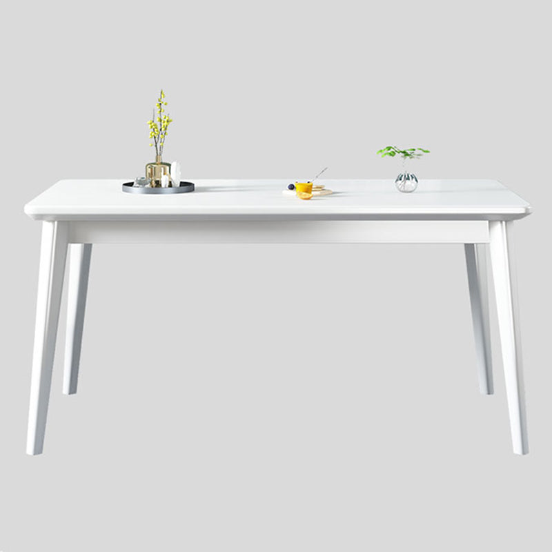 Minimalist Solid Wood Rectangle Shape Dining Table Kitchen Dining Table with 4 Legs Base White Without Chairs Clearhalo ' dining_table' 'Dining Tables & Seating' 'Dining Tables' 'furn' 'furn_dining_table' 'Furniture' 'furniture_dining_table' 'Kitchen & Dining Furniture' 'kitchen&dining_furn' 'kitchen' 'kitchen_dining_table' 3578693