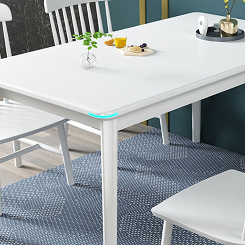 Minimalist Solid Wood Rectangle Shape Dining Table Kitchen Dining Table with 4 Legs Base Clearhalo ' dining_table' 'Dining Tables & Seating' 'Dining Tables' 'furn' 'furn_dining_table' 'Furniture' 'furniture_dining_table' 'Kitchen & Dining Furniture' 'kitchen&dining_furn' 'kitchen' 'kitchen_dining_table' 3578695