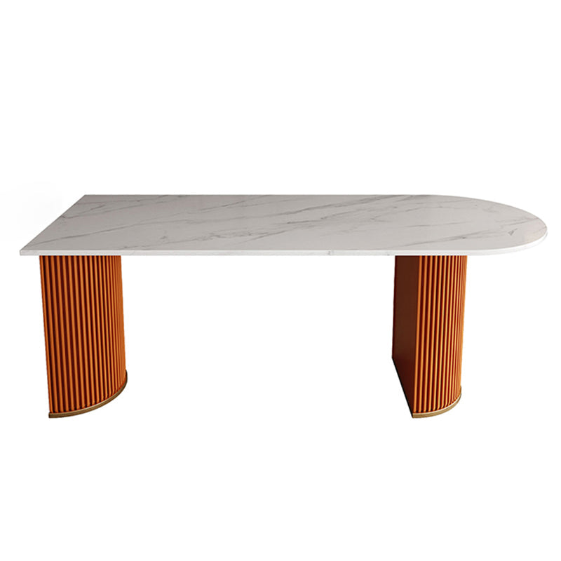 Metal Contemporary Free Form Dining Table Sintered Stone Table for Dining Room and Kitchen Orange Without Chairs Clearhalo ' dining_table' 'Dining Tables & Seating' 'Dining Tables' 'furn' 'furn_dining_table' 'Furniture' 'furniture_dining_table' 'Kitchen & Dining Furniture' 'kitchen&dining_furn' 'kitchen' 'kitchen_dining_table' 3578705