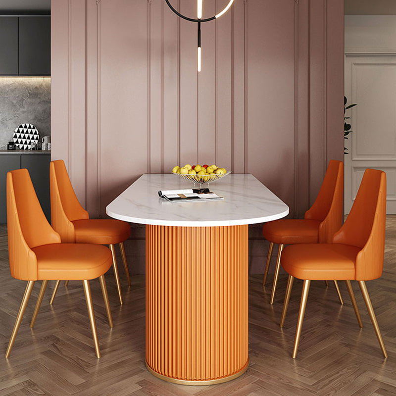 Metal Contemporary Free Form Dining Table Sintered Stone Table for Dining Room and Kitchen Clearhalo ' dining_table' 'Dining Tables & Seating' 'Dining Tables' 'furn' 'furn_dining_table' 'Furniture' 'furniture_dining_table' 'Kitchen & Dining Furniture' 'kitchen&dining_furn' 'kitchen' 'kitchen_dining_table' 3578714