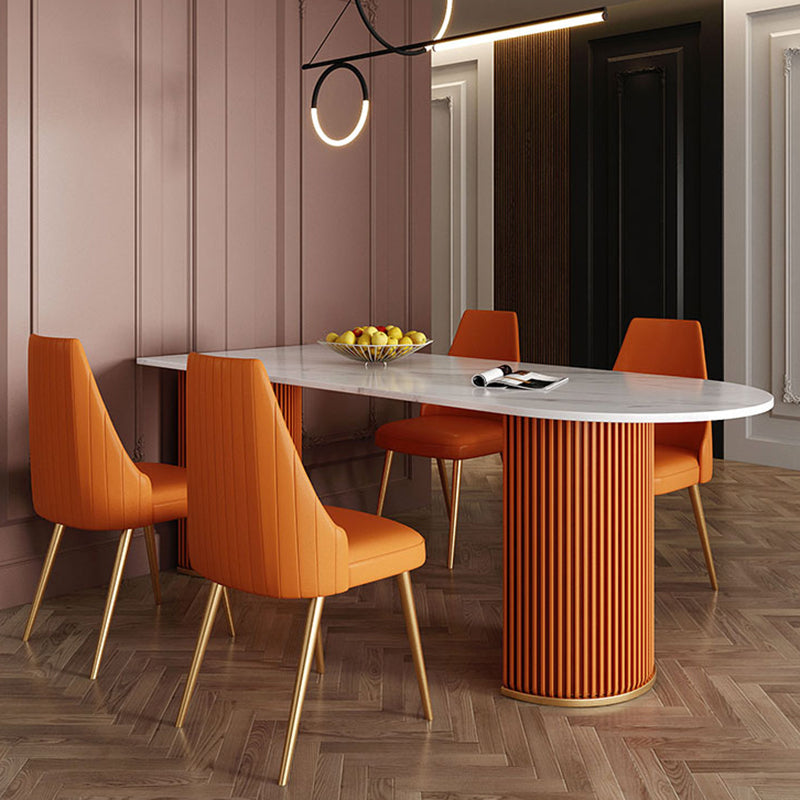 Metal Contemporary Free Form Dining Table Sintered Stone Table for Dining Room and Kitchen Clearhalo ' dining_table' 'Dining Tables & Seating' 'Dining Tables' 'furn' 'furn_dining_table' 'Furniture' 'furniture_dining_table' 'Kitchen & Dining Furniture' 'kitchen&dining_furn' 'kitchen' 'kitchen_dining_table' 3578716