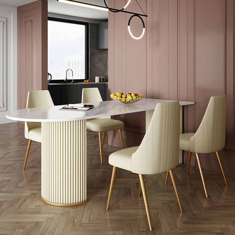 Metal Contemporary Free Form Dining Table Sintered Stone Table for Dining Room and Kitchen Clearhalo ' dining_table' 'Dining Tables & Seating' 'Dining Tables' 'furn' 'furn_dining_table' 'Furniture' 'furniture_dining_table' 'Kitchen & Dining Furniture' 'kitchen&dining_furn' 'kitchen' 'kitchen_dining_table' 3578718