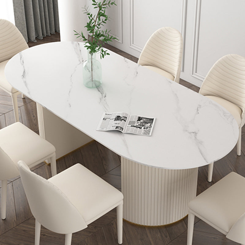 Metal Modern Oval Dining Table Sintered Stone Table for Dining Room and Kitchen Clearhalo ' dining_table' 'Dining Tables & Seating' 'Dining Tables' 'furn' 'furn_dining_table' 'Furniture' 'furniture_dining_table' 'Kitchen & Dining Furniture' 'kitchen&dining_furn' 'kitchen' 'kitchen_dining_table' 3578743