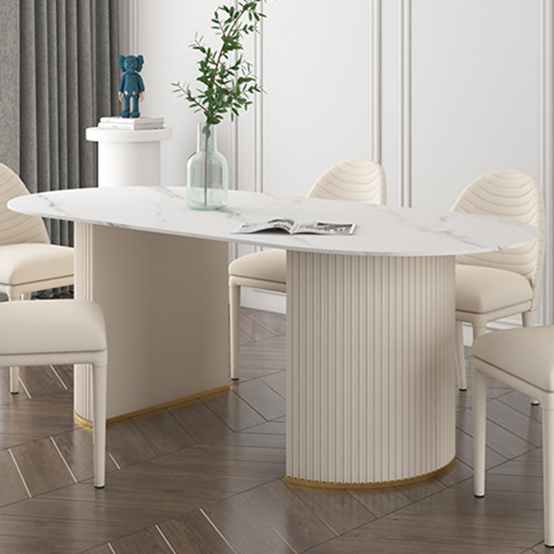 Metal Modern Oval Dining Table Sintered Stone Table for Dining Room and Kitchen Clearhalo ' dining_table' 'Dining Tables & Seating' 'Dining Tables' 'furn' 'furn_dining_table' 'Furniture' 'furniture_dining_table' 'Kitchen & Dining Furniture' 'kitchen&dining_furn' 'kitchen' 'kitchen_dining_table' 3578744
