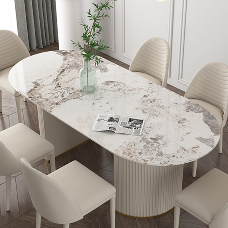 Metal Modern Oval Dining Table Sintered Stone Table for Dining Room and Kitchen Beige Without Chairs Clearhalo ' dining_table' 'Dining Tables & Seating' 'Dining Tables' 'furn' 'furn_dining_table' 'Furniture' 'furniture_dining_table' 'Kitchen & Dining Furniture' 'kitchen&dining_furn' 'kitchen' 'kitchen_dining_table' 3578745