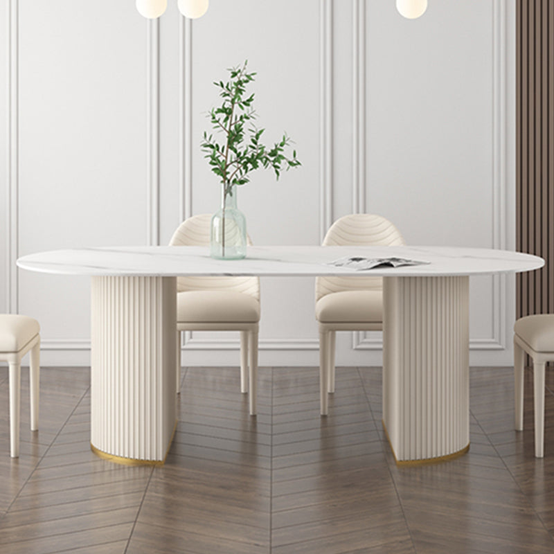 Metal Modern Oval Dining Table Sintered Stone Table for Dining Room and Kitchen White Without Chairs Clearhalo ' dining_table' 'Dining Tables & Seating' 'Dining Tables' 'furn' 'furn_dining_table' 'Furniture' 'furniture_dining_table' 'Kitchen & Dining Furniture' 'kitchen&dining_furn' 'kitchen' 'kitchen_dining_table' 3578746