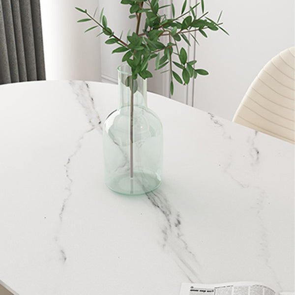 Metal Modern Oval Dining Table Sintered Stone Table for Dining Room and Kitchen Clearhalo ' dining_table' 'Dining Tables & Seating' 'Dining Tables' 'furn' 'furn_dining_table' 'Furniture' 'furniture_dining_table' 'Kitchen & Dining Furniture' 'kitchen&dining_furn' 'kitchen' 'kitchen_dining_table' 3578748