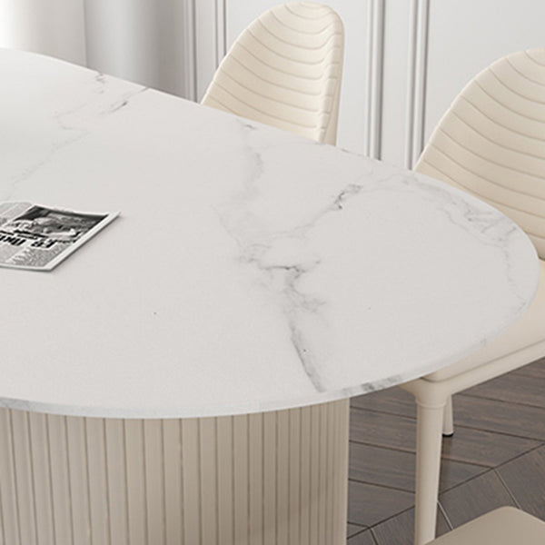 Metal Modern Oval Dining Table Sintered Stone Table for Dining Room and Kitchen Clearhalo ' dining_table' 'Dining Tables & Seating' 'Dining Tables' 'furn' 'furn_dining_table' 'Furniture' 'furniture_dining_table' 'Kitchen & Dining Furniture' 'kitchen&dining_furn' 'kitchen' 'kitchen_dining_table' 3578749