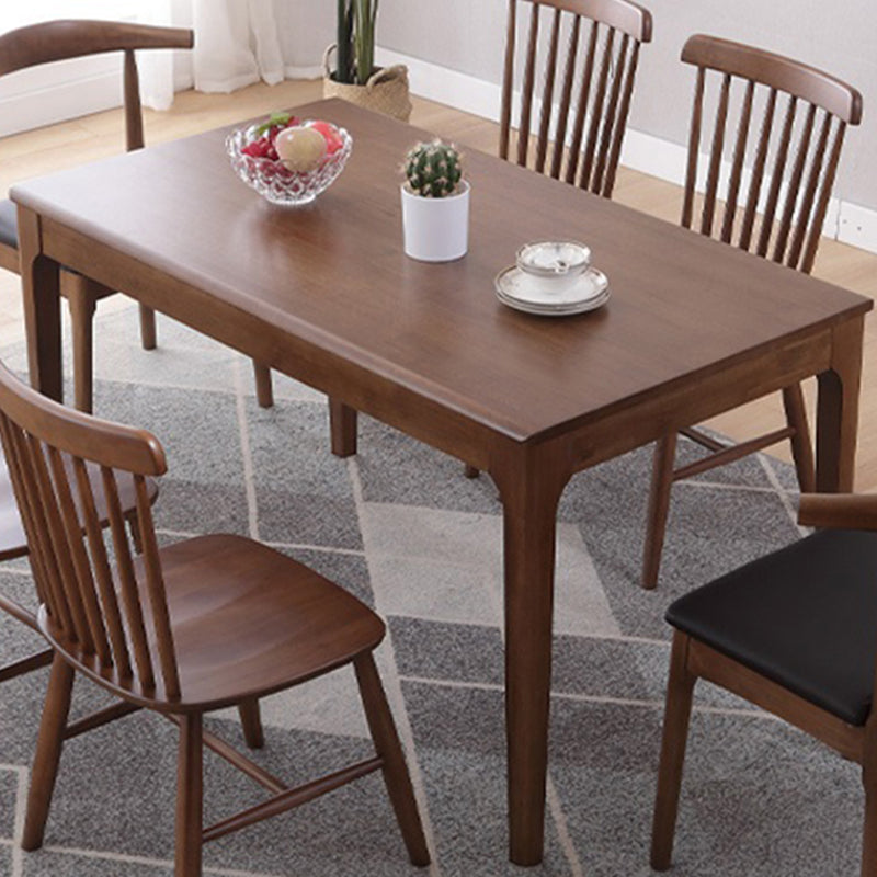 Contemporary Rectangle Dining Table Rubberwood Solid Wood Table with 4 Legs Brown Without Chairs Clearhalo ' dining_table' 'Dining Tables & Seating' 'Dining Tables' 'furn' 'furn_dining_table' 'Furniture' 'furniture_dining_table' 'Kitchen & Dining Furniture' 'kitchen&dining_furn' 'kitchen' 'kitchen_dining_table' 3578755