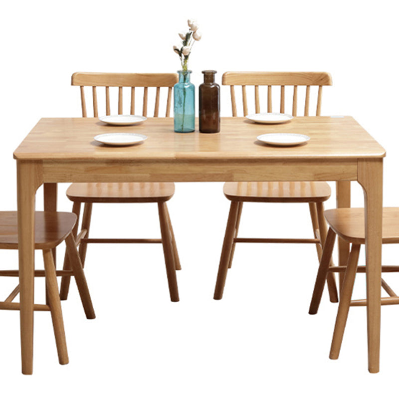 Contemporary Rectangle Dining Table Rubberwood Solid Wood Table with 4 Legs Clearhalo ' dining_table' 'Dining Tables & Seating' 'Dining Tables' 'furn' 'furn_dining_table' 'Furniture' 'furniture_dining_table' 'Kitchen & Dining Furniture' 'kitchen&dining_furn' 'kitchen' 'kitchen_dining_table' 3578756