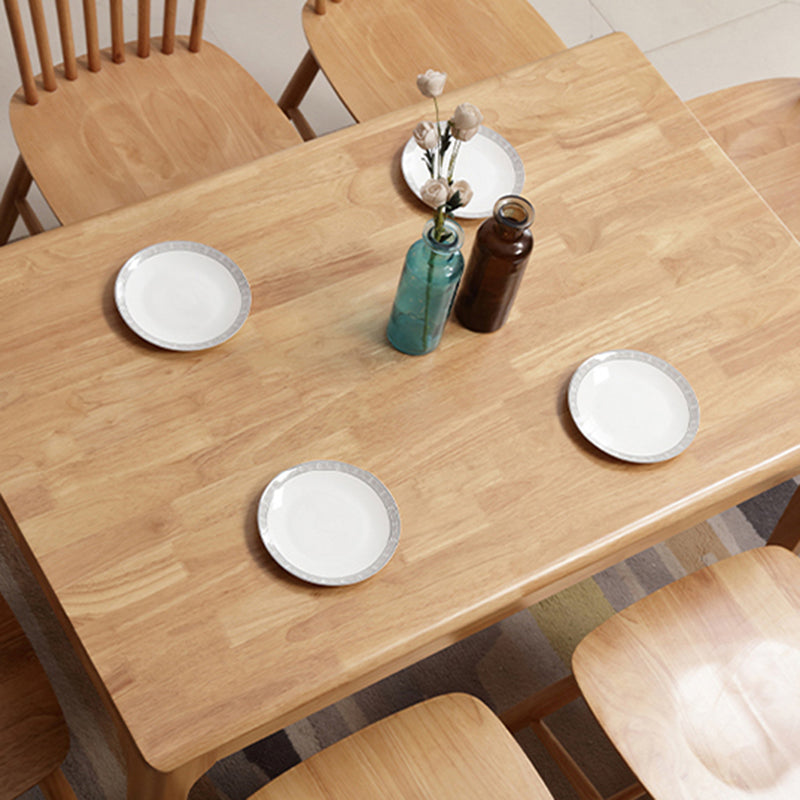 Contemporary Rectangle Dining Table Rubberwood Solid Wood Table with 4 Legs Clearhalo ' dining_table' 'Dining Tables & Seating' 'Dining Tables' 'furn' 'furn_dining_table' 'Furniture' 'furniture_dining_table' 'Kitchen & Dining Furniture' 'kitchen&dining_furn' 'kitchen' 'kitchen_dining_table' 3578760