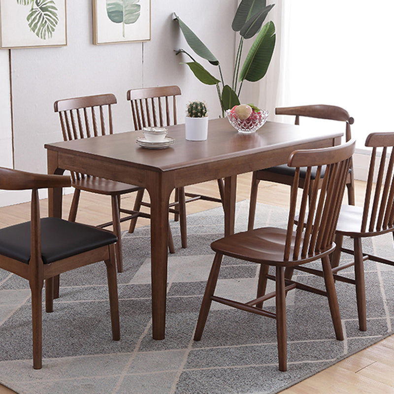 Contemporary Rectangle Dining Table Rubberwood Solid Wood Table with 4 Legs Clearhalo ' dining_table' 'Dining Tables & Seating' 'Dining Tables' 'furn' 'furn_dining_table' 'Furniture' 'furniture_dining_table' 'Kitchen & Dining Furniture' 'kitchen&dining_furn' 'kitchen' 'kitchen_dining_table' 3578765