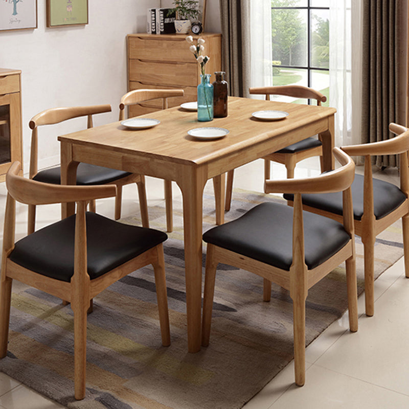 Contemporary Rectangle Dining Table Rubberwood Solid Wood Table with 4 Legs Clearhalo ' dining_table' 'Dining Tables & Seating' 'Dining Tables' 'furn' 'furn_dining_table' 'Furniture' 'furniture_dining_table' 'Kitchen & Dining Furniture' 'kitchen&dining_furn' 'kitchen' 'kitchen_dining_table' 3578766