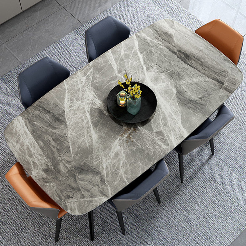 Modern Style Sintered Stone Dining Table Gray Rectangle Table with 4 Legs for Home Clearhalo ' dining_table' 'Dining Tables & Seating' 'Dining Tables' 'furn' 'furn_dining_table' 'Furniture' 'furniture_dining_table' 'Kitchen & Dining Furniture' 'kitchen&dining_furn' 'kitchen' 'kitchen_dining_table' 3578769