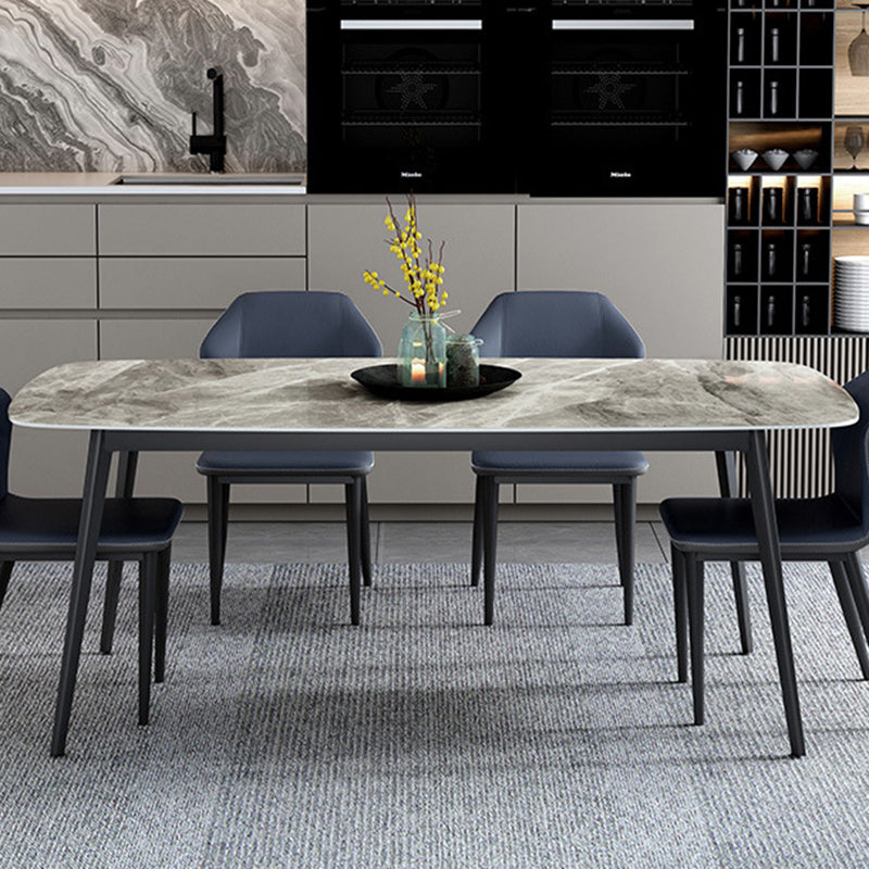 Modern Style Sintered Stone Dining Table Gray Rectangle Table with 4 Legs for Home Clearhalo ' dining_table' 'Dining Tables & Seating' 'Dining Tables' 'furn' 'furn_dining_table' 'Furniture' 'furniture_dining_table' 'Kitchen & Dining Furniture' 'kitchen&dining_furn' 'kitchen' 'kitchen_dining_table' 3578770