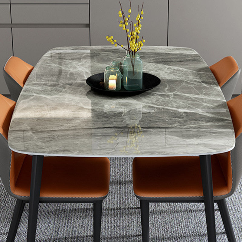 Modern Style Sintered Stone Dining Table Gray Rectangle Table with 4 Legs for Home Clearhalo ' dining_table' 'Dining Tables & Seating' 'Dining Tables' 'furn' 'furn_dining_table' 'Furniture' 'furniture_dining_table' 'Kitchen & Dining Furniture' 'kitchen&dining_furn' 'kitchen' 'kitchen_dining_table' 3578771