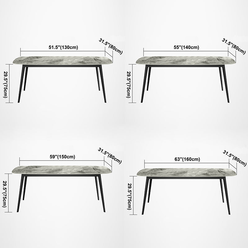 Modern Style Sintered Stone Dining Table Gray Rectangle Table with 4 Legs for Home Clearhalo ' dining_table' 'Dining Tables & Seating' 'Dining Tables' 'furn' 'furn_dining_table' 'Furniture' 'furniture_dining_table' 'Kitchen & Dining Furniture' 'kitchen&dining_furn' 'kitchen' 'kitchen_dining_table' 3578777