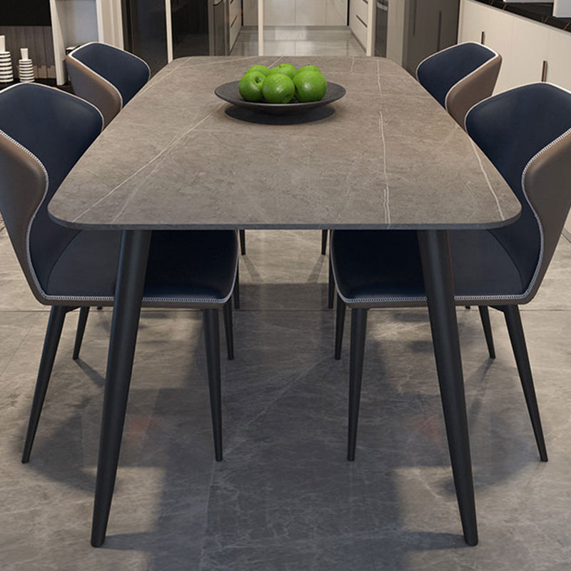 Metal Modern Rectangular Table Sintered Stone Table for Dining Room and Kitchen Clearhalo ' dining_table' 'Dining Tables & Seating' 'Dining Tables' 'furn' 'furn_dining_table' 'Furniture' 'furniture_dining_table' 'Kitchen & Dining Furniture' 'kitchen&dining_furn' 'kitchen' 'kitchen_dining_table' 3578815