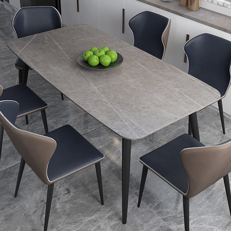 Metal Modern Rectangular Table Sintered Stone Table for Dining Room and Kitchen Clearhalo ' dining_table' 'Dining Tables & Seating' 'Dining Tables' 'furn' 'furn_dining_table' 'Furniture' 'furniture_dining_table' 'Kitchen & Dining Furniture' 'kitchen&dining_furn' 'kitchen' 'kitchen_dining_table' 3578816