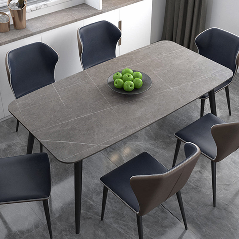 Metal Modern Rectangular Table Sintered Stone Table for Dining Room and Kitchen Clearhalo ' dining_table' 'Dining Tables & Seating' 'Dining Tables' 'furn' 'furn_dining_table' 'Furniture' 'furniture_dining_table' 'Kitchen & Dining Furniture' 'kitchen&dining_furn' 'kitchen' 'kitchen_dining_table' 3578817