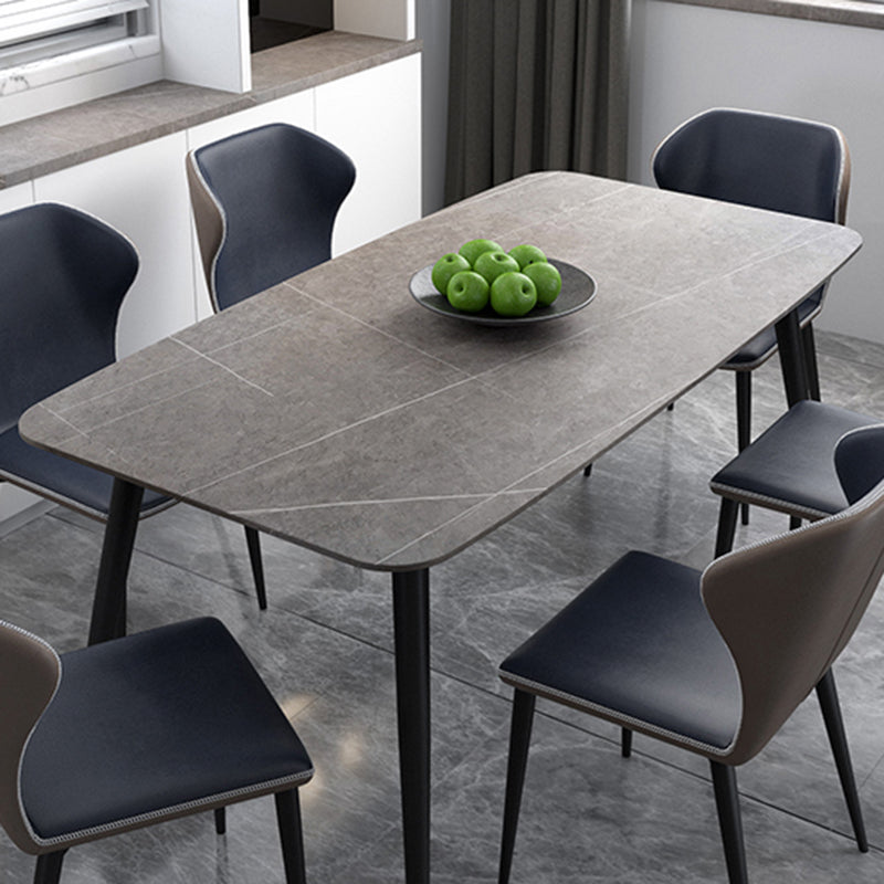Metal Modern Rectangular Table Sintered Stone Table for Dining Room and Kitchen Clearhalo ' dining_table' 'Dining Tables & Seating' 'Dining Tables' 'furn' 'furn_dining_table' 'Furniture' 'furniture_dining_table' 'Kitchen & Dining Furniture' 'kitchen&dining_furn' 'kitchen' 'kitchen_dining_table' 3578818