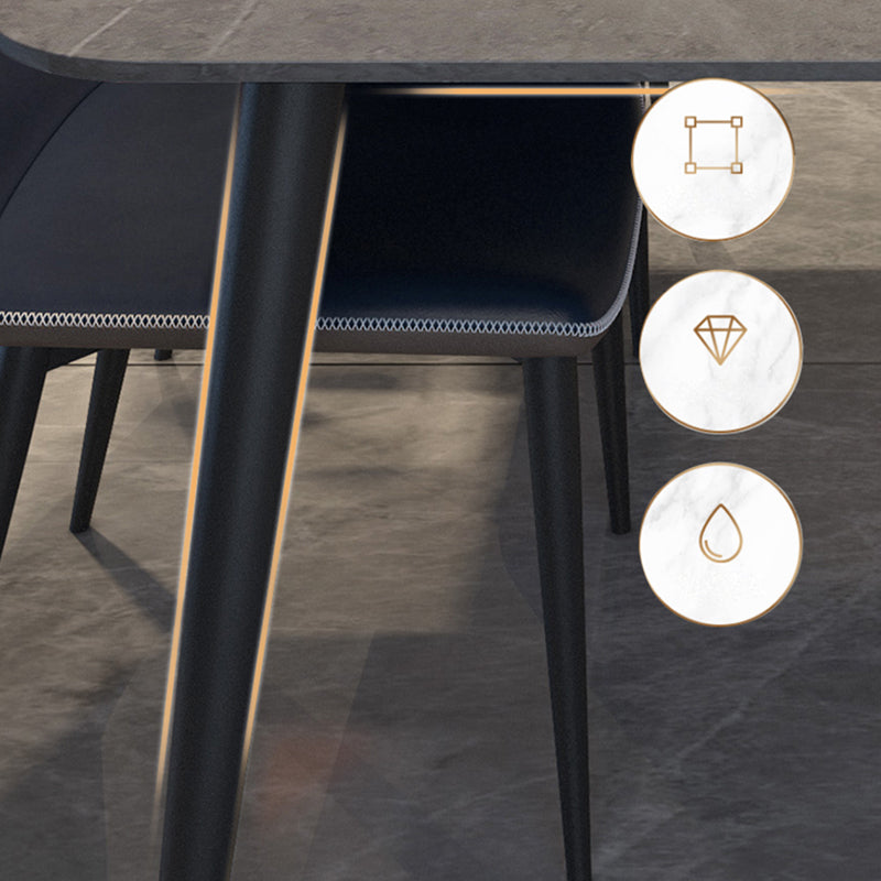 Metal Modern Rectangular Table Sintered Stone Table for Dining Room and Kitchen Clearhalo ' dining_table' 'Dining Tables & Seating' 'Dining Tables' 'furn' 'furn_dining_table' 'Furniture' 'furniture_dining_table' 'Kitchen & Dining Furniture' 'kitchen&dining_furn' 'kitchen' 'kitchen_dining_table' 3578822