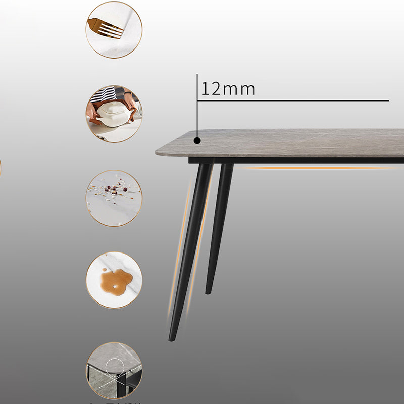 Metal Modern Rectangular Table Sintered Stone Table for Dining Room and Kitchen Clearhalo ' dining_table' 'Dining Tables & Seating' 'Dining Tables' 'furn' 'furn_dining_table' 'Furniture' 'furniture_dining_table' 'Kitchen & Dining Furniture' 'kitchen&dining_furn' 'kitchen' 'kitchen_dining_table' 3578823