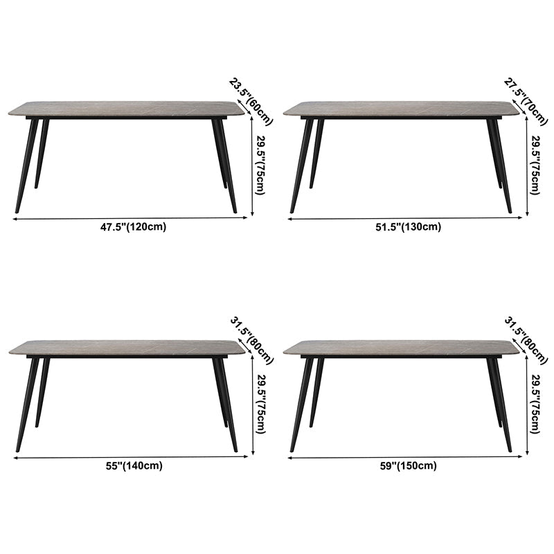 Metal Modern Rectangular Table Sintered Stone Table for Dining Room and Kitchen Clearhalo ' dining_table' 'Dining Tables & Seating' 'Dining Tables' 'furn' 'furn_dining_table' 'Furniture' 'furniture_dining_table' 'Kitchen & Dining Furniture' 'kitchen&dining_furn' 'kitchen' 'kitchen_dining_table' 3578824