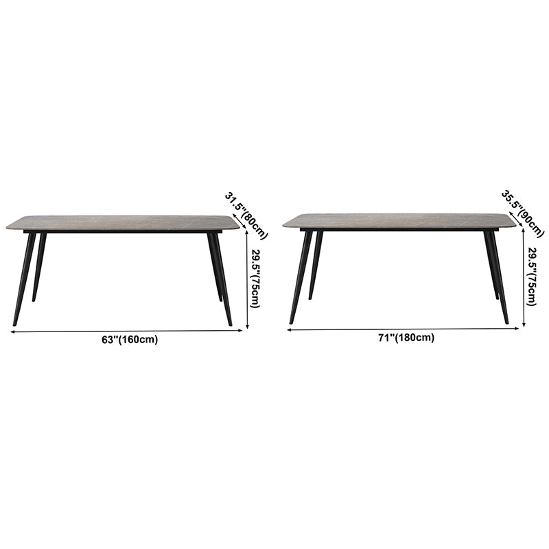 Metal Modern Rectangular Table Sintered Stone Table for Dining Room and Kitchen Clearhalo ' dining_table' 'Dining Tables & Seating' 'Dining Tables' 'furn' 'furn_dining_table' 'Furniture' 'furniture_dining_table' 'Kitchen & Dining Furniture' 'kitchen&dining_furn' 'kitchen' 'kitchen_dining_table' 3578825