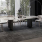 Modern Style Sintered Stone Dining Table Rectangle Table with Double Pedestal Clearhalo ' dining_table' 'Dining Tables & Seating' 'Dining Tables' 'furn' 'furn_dining_table' 'Furniture' 'furniture_dining_table' 'Kitchen & Dining Furniture' 'kitchen&dining_furn' 'kitchen' 'kitchen_dining_table' 3578837