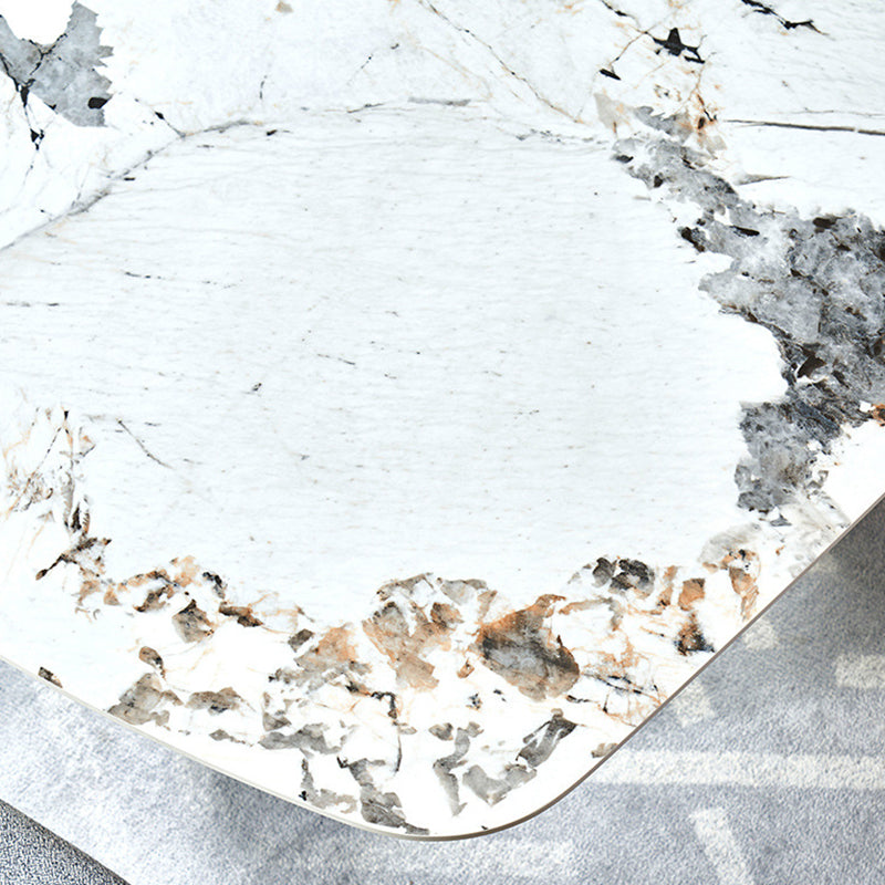 Modern Style Sintered Stone Dining Table Rectangle Table with Double Pedestal Clearhalo ' dining_table' 'Dining Tables & Seating' 'Dining Tables' 'furn' 'furn_dining_table' 'Furniture' 'furniture_dining_table' 'Kitchen & Dining Furniture' 'kitchen&dining_furn' 'kitchen' 'kitchen_dining_table' 3578843