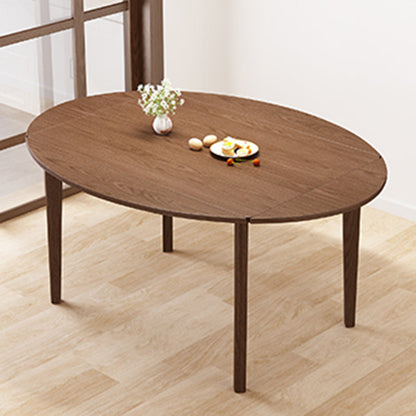 Contemporary Drop-Leaf Dining Table Rubberwood Solid Wood Table with 4 Legs Brown Without Chairs Clearhalo ' dining_table' 'Dining Tables & Seating' 'Dining Tables' 'furn' 'furn_dining_table' 'Furniture' 'furniture_dining_table' 'Kitchen & Dining Furniture' 'kitchen&dining_furn' 'kitchen' 'kitchen_dining_table' 3578848