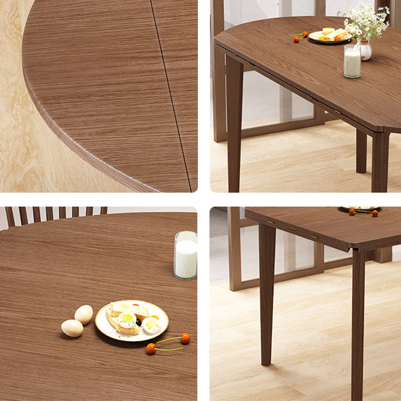 Contemporary Drop-Leaf Dining Table Rubberwood Solid Wood Table with 4 Legs Clearhalo ' dining_table' 'Dining Tables & Seating' 'Dining Tables' 'furn' 'furn_dining_table' 'Furniture' 'furniture_dining_table' 'Kitchen & Dining Furniture' 'kitchen&dining_furn' 'kitchen' 'kitchen_dining_table' 3578855