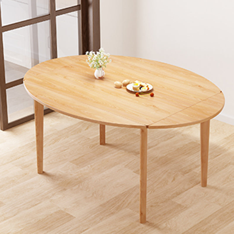 Contemporary Drop-Leaf Dining Table Rubberwood Solid Wood Table with 4 Legs Clearhalo ' dining_table' 'Dining Tables & Seating' 'Dining Tables' 'furn' 'furn_dining_table' 'Furniture' 'furniture_dining_table' 'Kitchen & Dining Furniture' 'kitchen&dining_furn' 'kitchen' 'kitchen_dining_table' 3578856