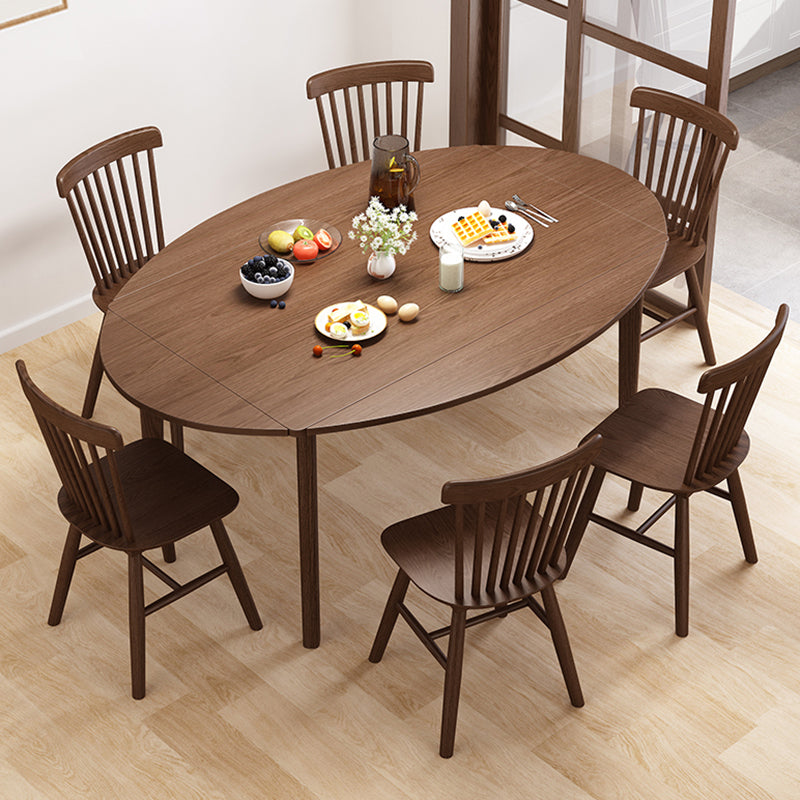 Contemporary Drop-Leaf Dining Table Rubberwood Solid Wood Table with 4 Legs Clearhalo ' dining_table' 'Dining Tables & Seating' 'Dining Tables' 'furn' 'furn_dining_table' 'Furniture' 'furniture_dining_table' 'Kitchen & Dining Furniture' 'kitchen&dining_furn' 'kitchen' 'kitchen_dining_table' 3578858