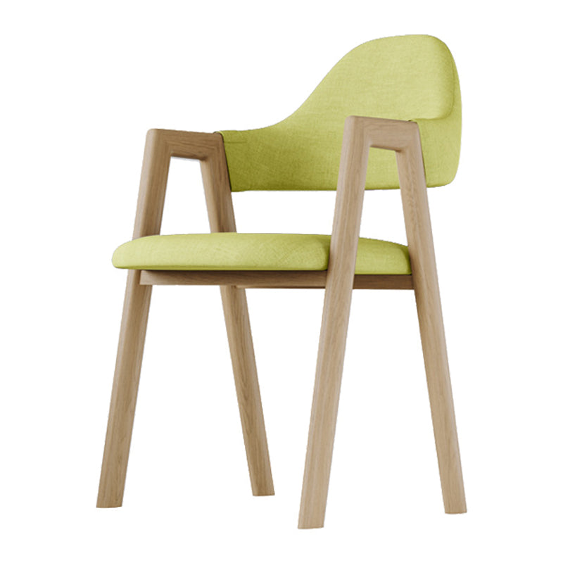 Home Nordric Arm Chair Open Back Wood Stackable Dining Room Chair with Sponge cushion Green 1 Piece Clearhalo ' kitchen&dining_furn' 'Dining Chairs' 'Dining Tables & Seating' 'dining_chair' 'furn' 'furn_dining_chair' 'Furniture' 'furniture_dining_chair' 'Kitchen & Dining Furniture' 'kitchen' 3582250