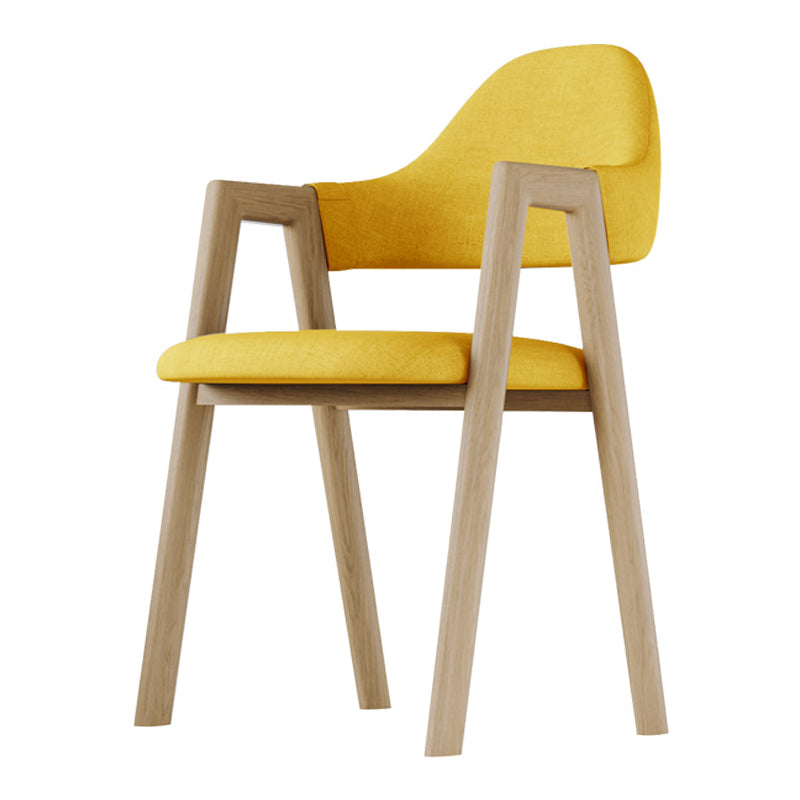 Home Nordric Arm Chair Open Back Wood Stackable Dining Room Chair with Sponge cushion Yellow 1 Piece Clearhalo ' kitchen&dining_furn' 'Dining Chairs' 'Dining Tables & Seating' 'dining_chair' 'furn' 'furn_dining_chair' 'Furniture' 'furniture_dining_chair' 'Kitchen & Dining Furniture' 'kitchen' 3582267