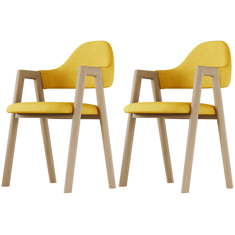 Home Nordric Arm Chair Open Back Wood Stackable Dining Room Chair with Sponge cushion Yellow 2 Piece Set Clearhalo ' kitchen&dining_furn' 'Dining Chairs' 'Dining Tables & Seating' 'dining_chair' 'furn' 'furn_dining_chair' 'Furniture' 'furniture_dining_chair' 'Kitchen & Dining Furniture' 'kitchen' 3582268